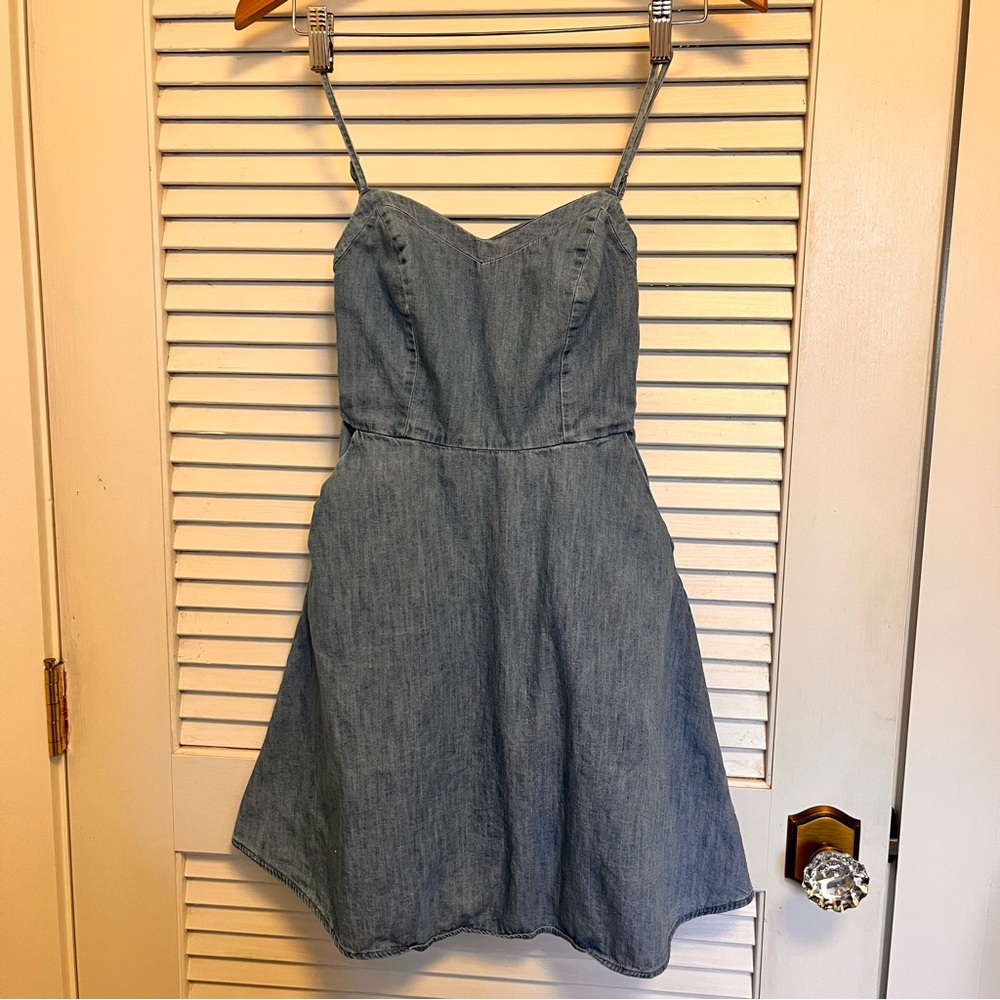 SO Denim Spaghetti-Strap Mini Dress - Blue XS